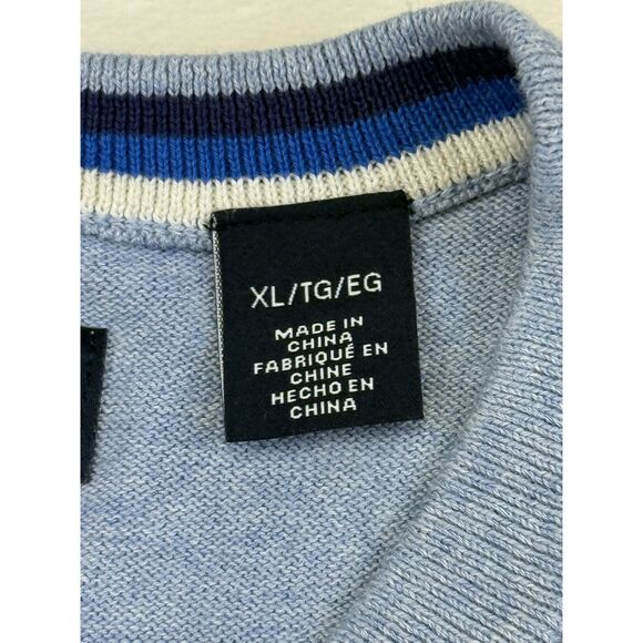 Chaps Sweater Vest Mens XL Blue V Neck Pullover Lightweight Knit Preppy Classic - Picture 4 of 8